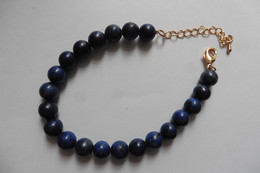 Bracelet Perles En Pierre Dure Bleu Foncé Indigo à Identifier Lapis Lazuli Ou Sodalite - Bracciali