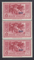 1932 Blocco Di 3 Valori Sass. 22 MNH** Cv 420 - Aegean (Caso)