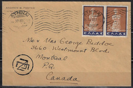 GREECE  EXCHANGE CONTROL  ATHENS "ΠΕΝ", 30-11-1937 Cover To CANADA - Covers & Documents
