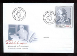 Moldova 2022 Alexandru Cosmescu Prose Writer, Dramatist And Journalist. 100th Birth Anniversary Pre-paid Envelope FDC - Moldova
