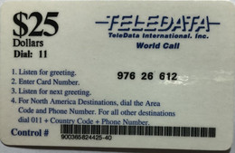 ANGOLA : D03 $25 Black  TELEDATA Black World Call USED - Angola