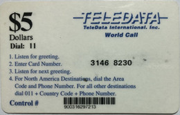 ANGOLA : D01 $ 5 Black  TELEDATA Blue World Call USED - Angola