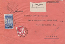 1950 RADIODIFFUSIONE Lire 55 Impercettibile Taglietto + Democratica. Lire 10 (559+624) Su Racc. Piazza Armerina (6.10.50 - 1946-60: Storia Postale