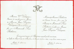 Faire-part De Mariage - Jean-Baptiste Virlogeux & Rose Authièvre à Moulins (03) - 18 Février 1899 - Mariage