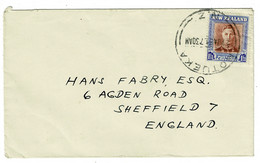 Ref 1544 - 1951 KGVI Cover Motueka New Zealand 1s3d Rate To Sheffield UK - Briefe U. Dokumente