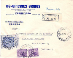 1959-busta Raccomandata Affrancata Coppia L.25 Siracusana+L.60 Scia' - 1946-60: Marcofilia