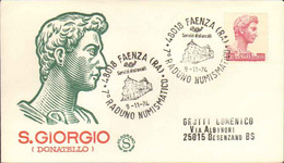 1974-L.1000 San Giorgio Di Donatello Su Raccomandata Fdc Filagrano Annullo Faenza-annullo Speciale 7 Raduno Numismatico - Esposizioni
