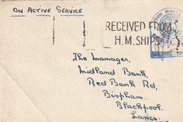 Circa 1940 - WW II - Soldier's Mail From HM Ships To Blackpool - Censorship - On Active Service - Poststempel
