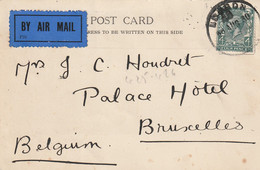 1930 - Post Card By Air Mail From London To Brussels Bruxelles, Belgium Belgique - 4 Pence Franking - Covers & Documents