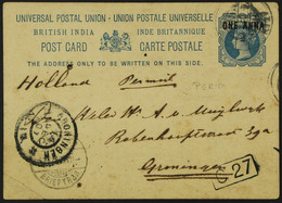 INDIA USED IN 1901 1a On 1Â½a Postal Stationery Postcard From Perim To Holland, Aden C.d.s. Postmark, Groningen Receiver - Aden (1854-1963)