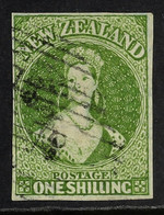 1855-57 1s Pale Yellow-green (blued Paper), SG 3, Very Fine Used With 4 Neat Margins Cancelled By Light Barred Numeral.  - Other & Unclassified