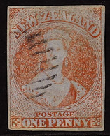 1855-58 1d Red 'Chalon', No Wmk, Blue Paper, SG 4, Imperf With 4 Clear Margins, Light Barred Cancellation, Very Fine Use - Other & Unclassified