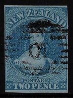 1855-58 2d Blue 'Chalon', No Wmk, Blue Paper, SG 5, Imperf With 4 Close Margins, Lightly Cancelled, Fine Used With Vibra - Other & Unclassified
