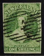 1864 1s Green Imperf, Wmk 'NZ', SG 100, Very Fine Used With 4 Margins & Barred Oval Cancellations. Attractive. - Other & Unclassified