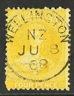 1864-71 4d Yellow, Wmk Large Star, Perf 12Â½, SG 120, Used With Neat Wellington Cds Cancel. - Other & Unclassified