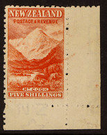 1902-07 5s Vermilion Mount Cook, Watermark Upright, SG 317ba, Lower Right Corner Example, Small Part Gum, Pretty ! - Other & Unclassified