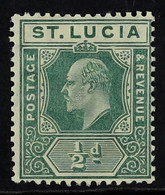 1904-10 Â½d Green, MCA Wmk, Variety 'Damaged Frame & Crown', SG 65a, Fine Mint - St.Lucia (...-1978)