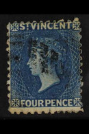 1862-68  4d Deep Blue, No Wmk, Perf 11 To 12Â½, SG 6, Fine Used. - St.Vincent (...-1979)