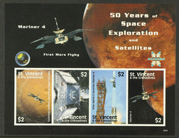 2008 IMPERF PROOF SHEETLET 50 Years Of Space Exploration $2 X4 Sheetlet As SG 5755a, IMPERF PROOF From TheÂ B.D.T. Archi - St.Vincent (...-1979)