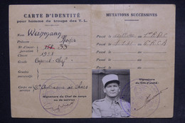 MILITARIA - Carte D'Identité Militaire En 1940 - Corps Des Chars Avec Affectations En 1940/41 -  L 122466 - Documents