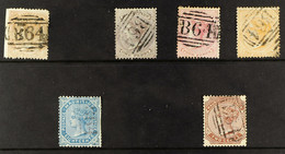 MAURITIUS USED IN 1860-1890 'B64' Cancelled Group On A Stock Card That Includes 1860-63 1s Buff (SG Z11), 1863-72 CC Wmk - Seychellen (...-1976)