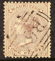 MAURITIUS USED IN 1860-63 1d Purple-brown With 'B 64' Cancellation Of Seychelles, SG Z5, Fine With Neat Cancel. - Seychellen (...-1976)