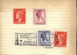 TIMBRES - LUXEMBOURG - 4 Timbres Collés Sur Bristol - Cachet Bons Vins De Moselle - 1963 - Andere & Zonder Classificatie