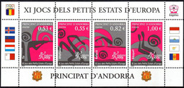 2005 Andorra Francese, Giochi Dei Piccoli Stati Europei Foglietto, Serie Completa Nuova (**) - Blocks & Sheetlets