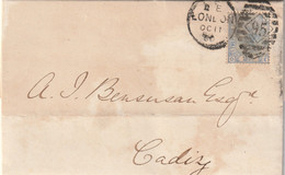 1880 - Folded Letter With Business Text In English From London To Cadiz, Spain - Arrival Stamp - Cartas & Documentos