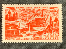 FRANCE 1949 TIMBRE PA 27 VUES STYLISEES DE GRANDES VILLES MARSEILLE POSTE AERIENNE 27 Rouge Vif Sup - 1927-1959 Neufs