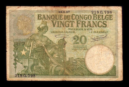 Congo Belga Belgium 20 Francs 1937 Pick 10f BC F - Belgian Congo Bank