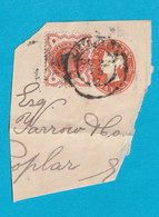 1893 - Half Penny Stamp Stationery Cover Cutting With Additional One Half Penny Stamp - London Franking - Gebruikt