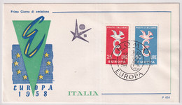 MiNr. 1016 - 1017  Italien1958, 13. Sept. Europa - Illustriertes FDC - 1958