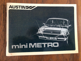 AUSTIN Mini METRO * Livret Publicitaire Ancien Illustré , Manuel D'entretien * Automobile Auto - Voitures De Tourisme