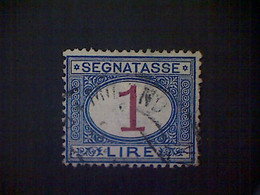 Italy, Scott #J14, Used (o), 1871, Postage Due, Number In Oval, 1cti, Light Blue And Magenta - Taxe