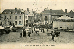 Craon * La Rue Des Halles * La Place De La Bascule * Manège Carrousel * Foire Fête * Café Jules LE GRE - Craon