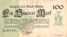 Germany:Notgelt, Stadt Gotha 100 Mark 1922 - Ohne Zuordnung