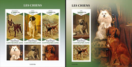 Centrafrica 2022, Animals, Dogs, Clock, 3val In BF+BF IMPERFORATED - Horlogerie