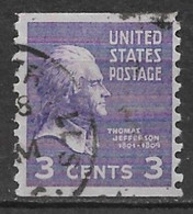 United States 1939. Scott #842 (U) Thomas Jefferson - Roulettes