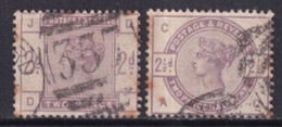 GB - 1883 - YVERT N° 78/79 OBLITERES PETITES ROUSSEURS à LAVER - COTE = 90 EUR - Oblitérés