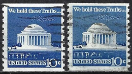 United States 1973 - Mi 1127 YC - YT 1008a ( Jefferson Memorial And Signature ) Two Shades Of Color - Coils & Coil Singles