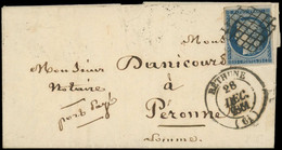 LET FRANCE - Poste - 4, Obl  Grille Sur Lettre, Cad T14 Béthune 28/12/51: 25c. Bleu - 1849-1876: Période Classique