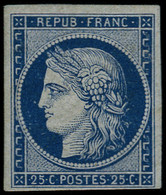(*) FRANCE - Poste - 4a, Marges Intactes, Signé + Certificat Calves: 25c. Bleu Foncé - 1849-1850 Cérès