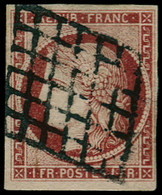 O FRANCE - Poste - 6, Filets Intactes, Signé Calves: 1f. Carmin - 1849-1850 Ceres