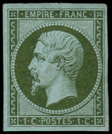 * FRANCE - Poste - 11, Belles Marges, Signé Brun: 1c. Olive - 1853-1860 Napoléon III.