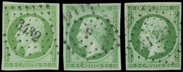 O FRANCE - Poste - 12, 3 Nuances Obl: 5c. Vert - 1853-1860 Napoleone III