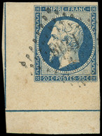 O FRANCE - Poste - 14A, Type I, 2 Filets D'encadrement Dont 1 Touché, Obl PC 1768, Cdf: 20c. Bleu - 1853-1860 Napoléon III