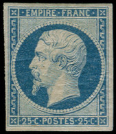 * FRANCE - Poste - 15, Bel Exemplaire, Signé + Certificat Calves: 25c. Bleu - 1853-1860 Napoléon III.