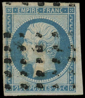 O FRANCE - Poste - 15, Obl Gros Points: 25c. Bleu - 1853-1860 Napoleone III
