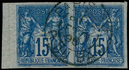 ESS FRANCE - Poste - 90, Paire Horizontale, Non Dentelée Sur Papier Pelure, Le Timbre De Gauche "République Française" E - 1876-1898 Sage (Type II)